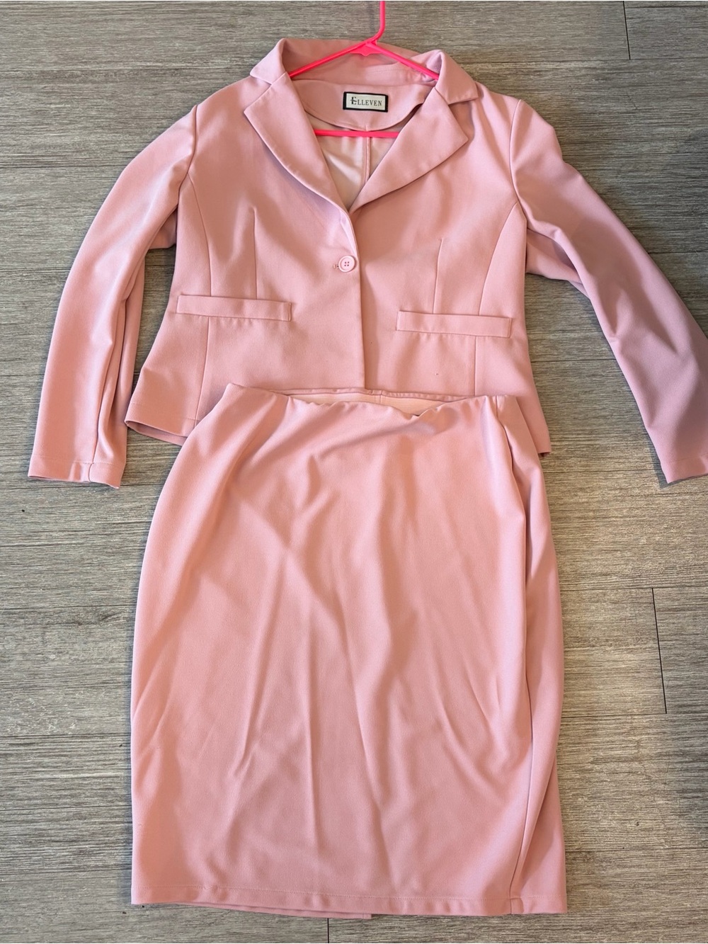 Women's Pink Skirt Suit Set - Tailored Blazer & Pencil Skirt